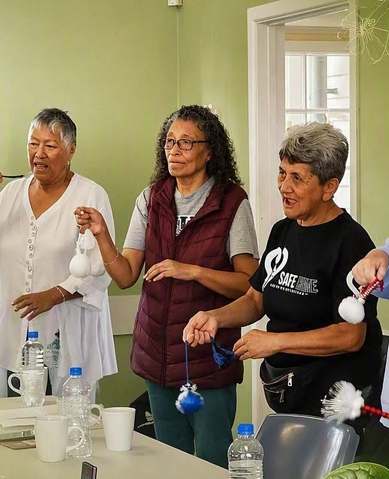 Aroha Seniors members taking part in a poi session together